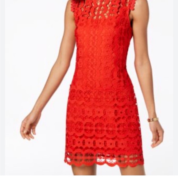 Laundry Geometric Red Lace Dress - Picture 8 of 8